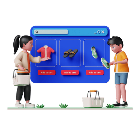 Customers browsing and adding items to cart in an online storefront